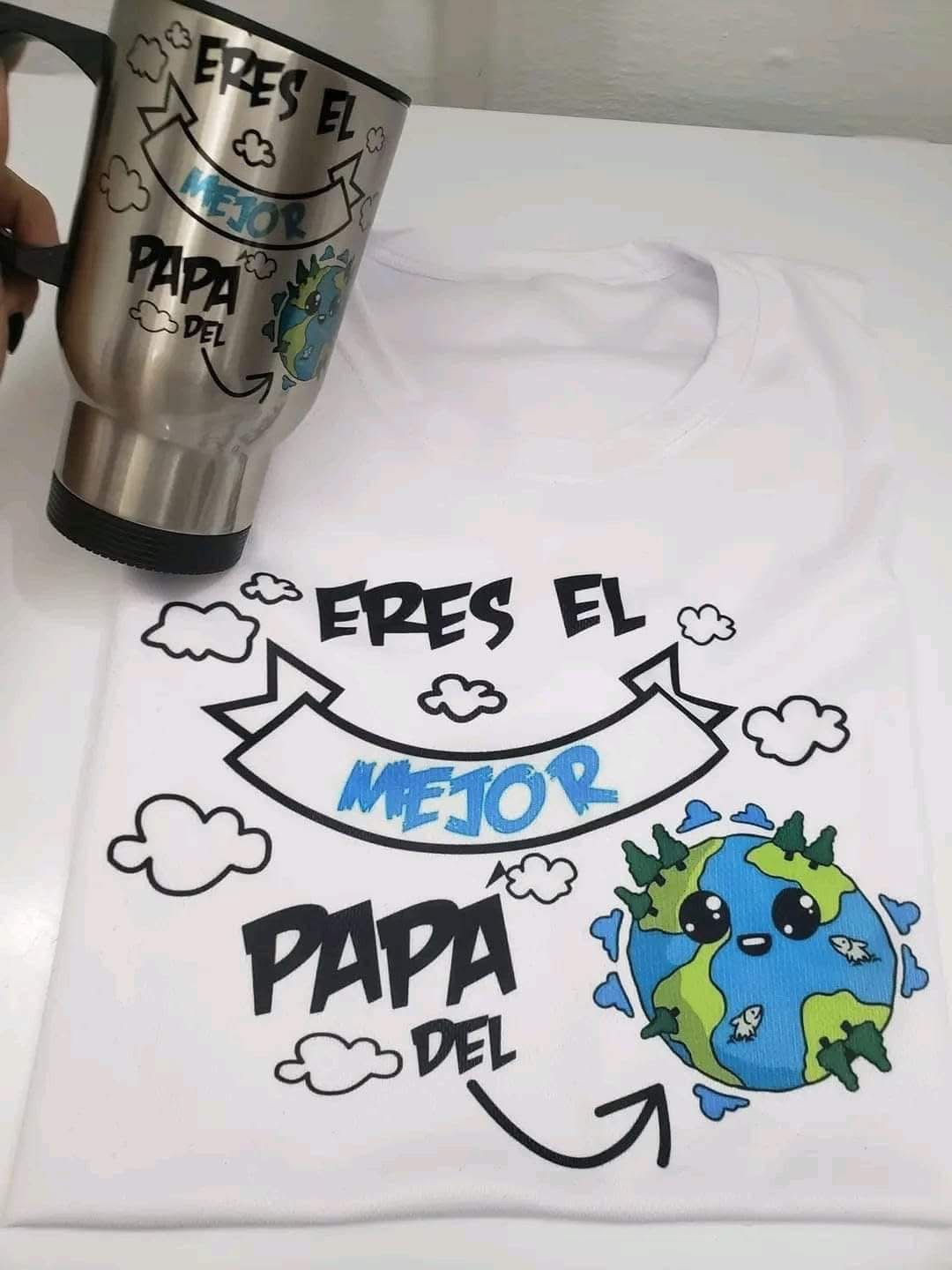 Jarras térmicas BLANCAS y playeras a juego