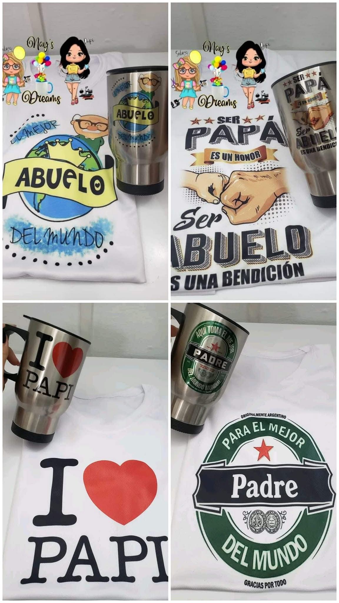 Jarras térmicas BLANCAS y playeras a juego